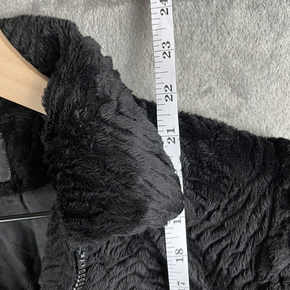 Giancarlo Ferrari Faux Fur Jacket Womens 4 Black Zip Up Y2K Indie Sleaze Blazer - Picture 4 of 6